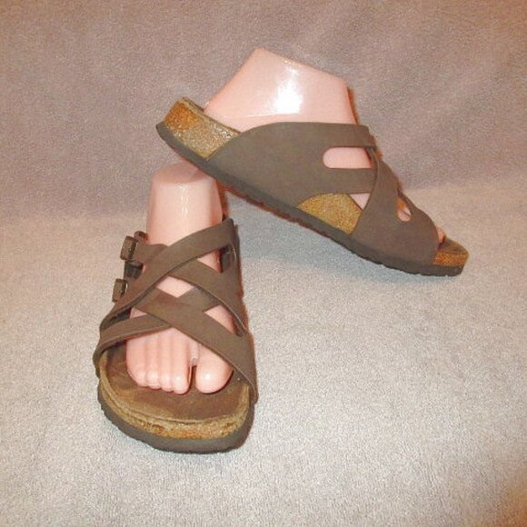 Birkenstock Birkis Florida Sandals Size 9 Cork Leather Comfort Slip On Slide - Picture 1 of 13